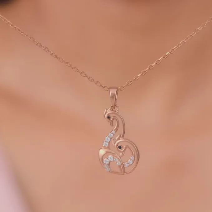 Rose Gold Mridul Mor Pendant With Link Chain