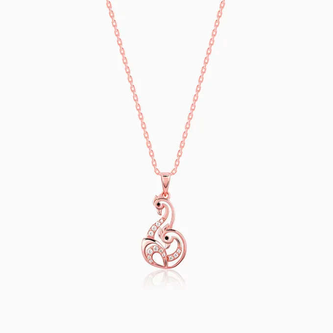 Rose Gold Mridul Mor Pendant With Link Chain