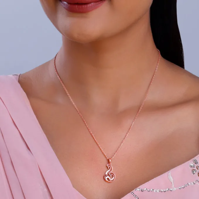 Rose Gold Mridul Mor Pendant With Link Chain