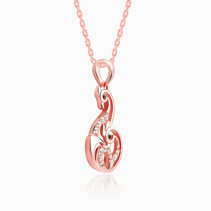 Rose Gold Mridul Mor Pendant With Link Chain