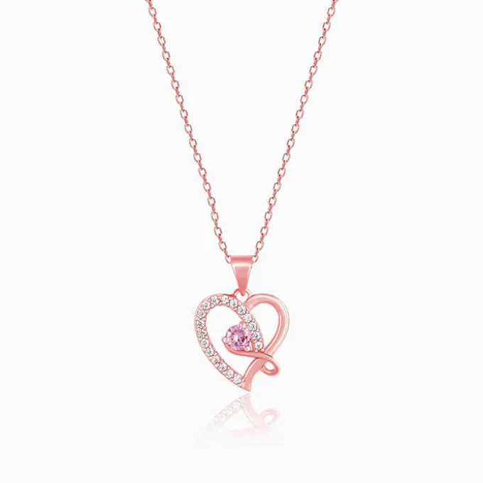 Rose Gold Music In My Heart Pendant with Link Chain