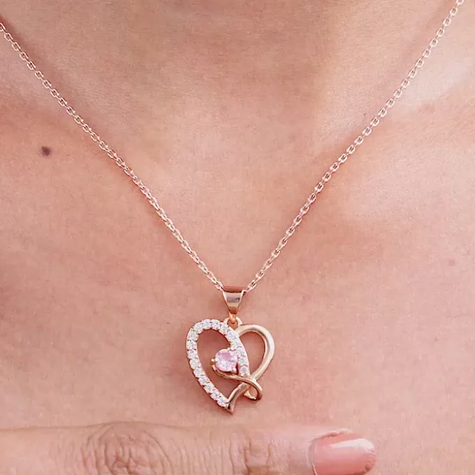 Rose Gold Music In My Heart Pendant with Link Chain