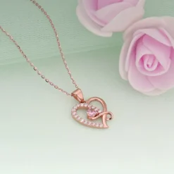 Rose Gold Music In My Heart Pendant with Link Chain