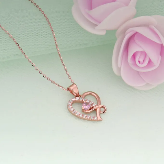 Rose Gold Music In My Heart Pendant with Link Chain