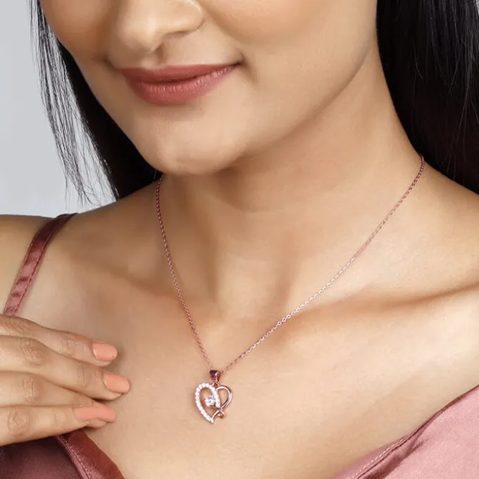 Rose Gold Music In My Heart Pendant with Link Chain