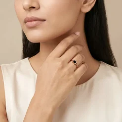 Rose Gold Obsidian Bloom Ring (Size 12)