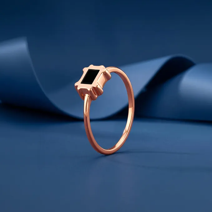 Rose Gold Obsidian Bloom Ring (Size 12)