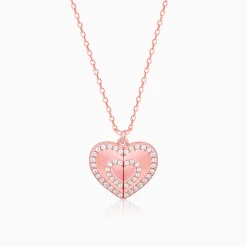 Rose Gold One Heart Pendant With Link Chain