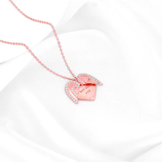Rose Gold One Heart Pendant With Link Chain
