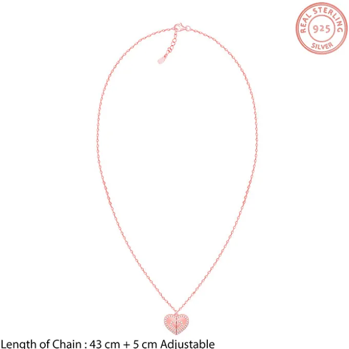 Rose Gold One Heart Pendant With Link Chain