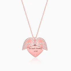 Rose Gold One Heart Pendant With Link Chain