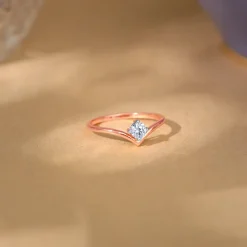 Rose Gold Opal Solitaire Lab Grown Diamond Ring