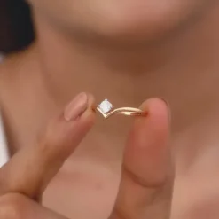 Rose Gold Opal Solitaire Lab Grown Diamond Ring