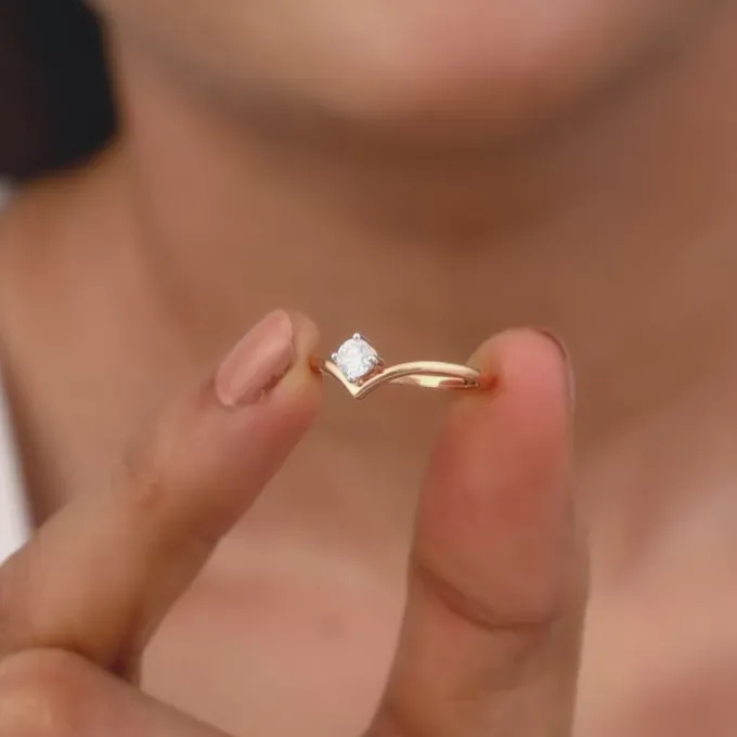 Rose Gold Opal Solitaire Lab Grown Diamond Ring