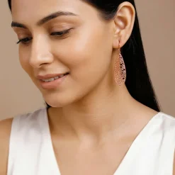 Rose Gold Oval Filigree Earrings