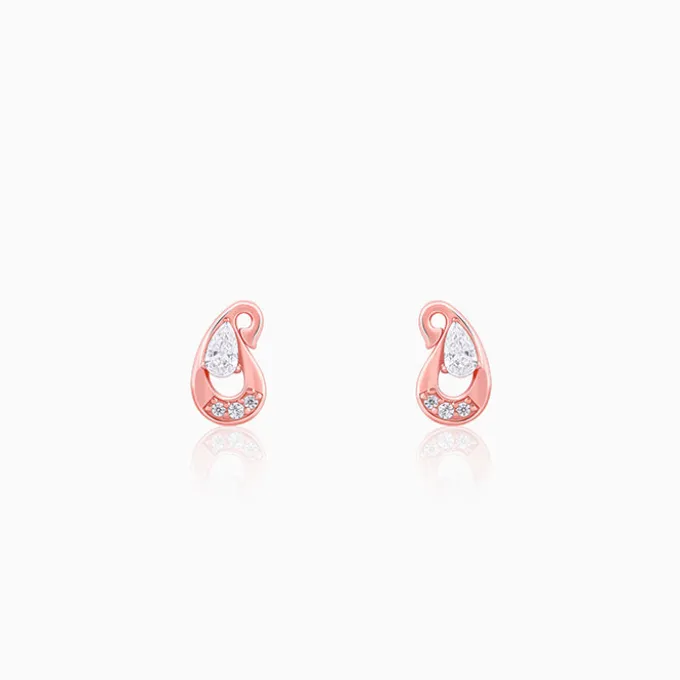 Rose Gold Paisley Love Earrings