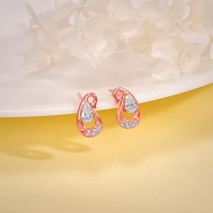Rose Gold Paisley Love Earrings