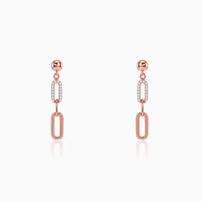 Rose Gold Paperclip Drip Earrings