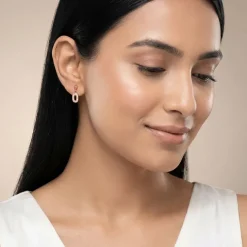 Rose Gold Pave Oval Drop Earrings