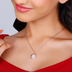 Rose Gold Pea Flower Pendant with Link Chain