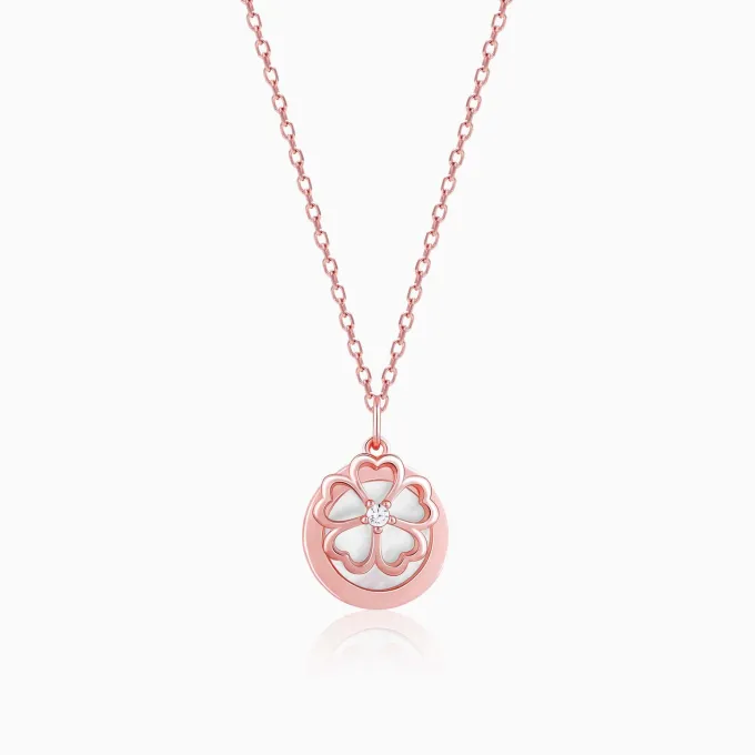 Rose Gold Pea Flower Pendant with Link Chain