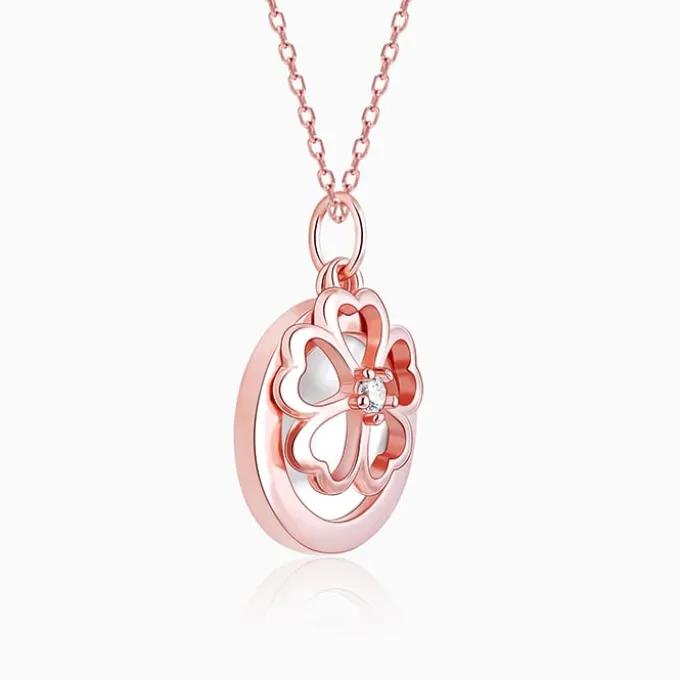 Rose Gold Pea Flower Pendant with Link Chain