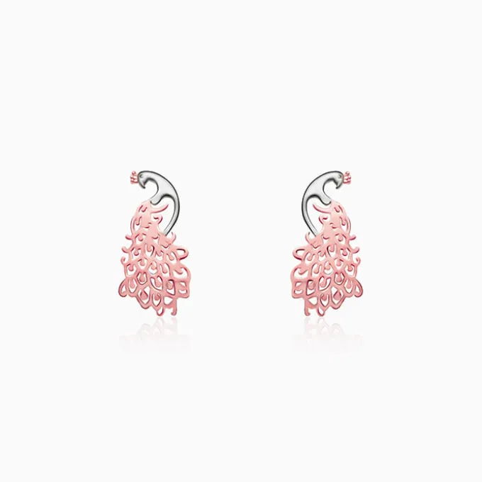 Rose Gold Peacock Earrings