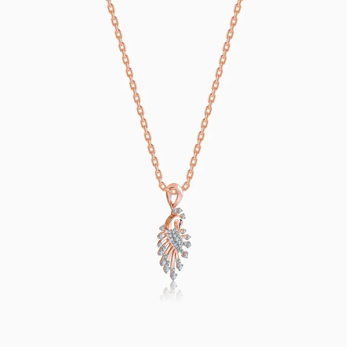 Rose Gold Peacock Lab Grown Diamond Pendant