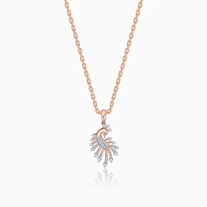 Rose Gold Peacock Lab Grown Diamond Pendant