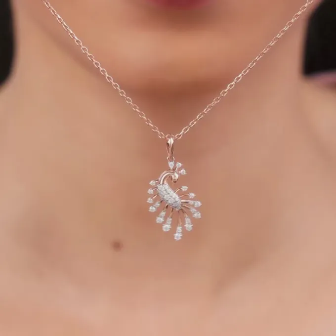 Rose Gold Peacock Lab Grown Diamond Pendant