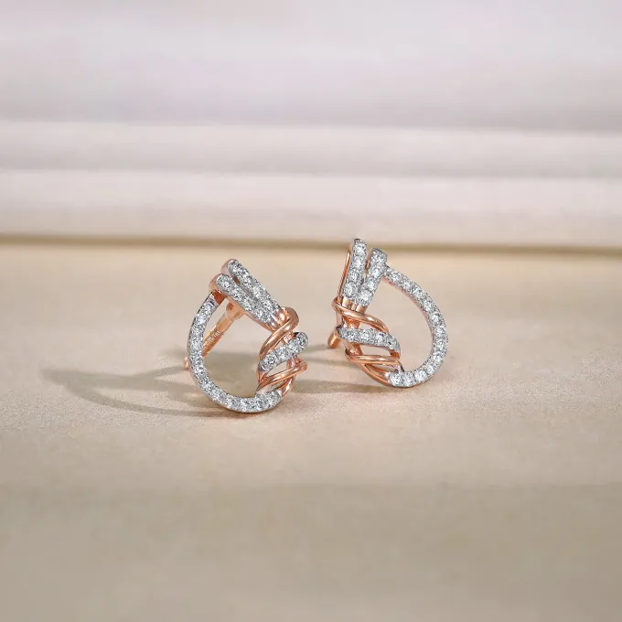 Rose Gold Pear Lab Grown Diamond Studs