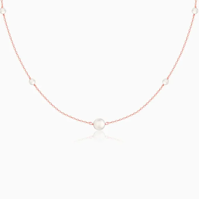 Rose Gold Pearl Beaded Necklace