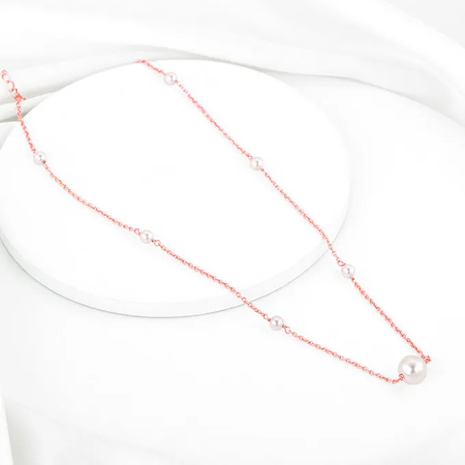Rose Gold Pearl Beaded Necklace