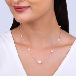Rose Gold Pearl Beaded Necklace