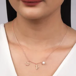 Rose Gold Pearl Rosey Personalised Necklace