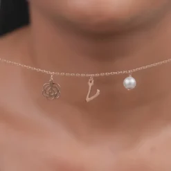 Rose Gold Pearl Rosey Personalised Necklace