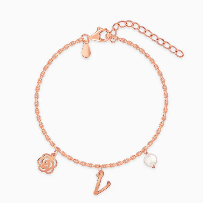 Rose Gold Pearl Rosey Personalised Bracelet