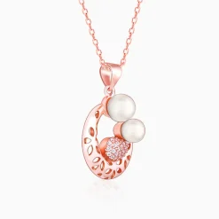 Rose Gold Pearlescent Cuddle Pendant With Link Chain