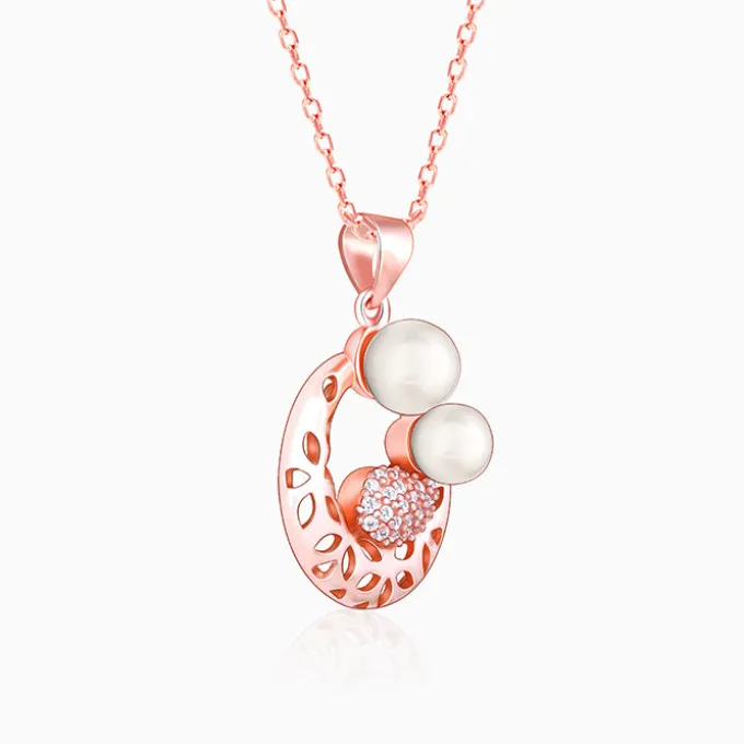 Rose Gold Pearlescent Cuddle Pendant With Link Chain