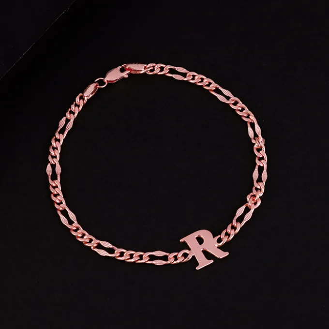 Rose Gold Personalised Alpha Initial Bracelet For Him