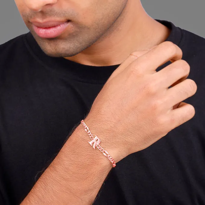 Rose Gold Personalised Alpha Initial Bracelet For Him