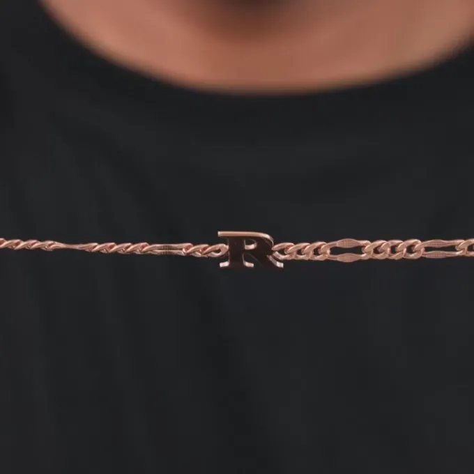 Rose Gold Personalised Alpha Initial Bracelet For Him