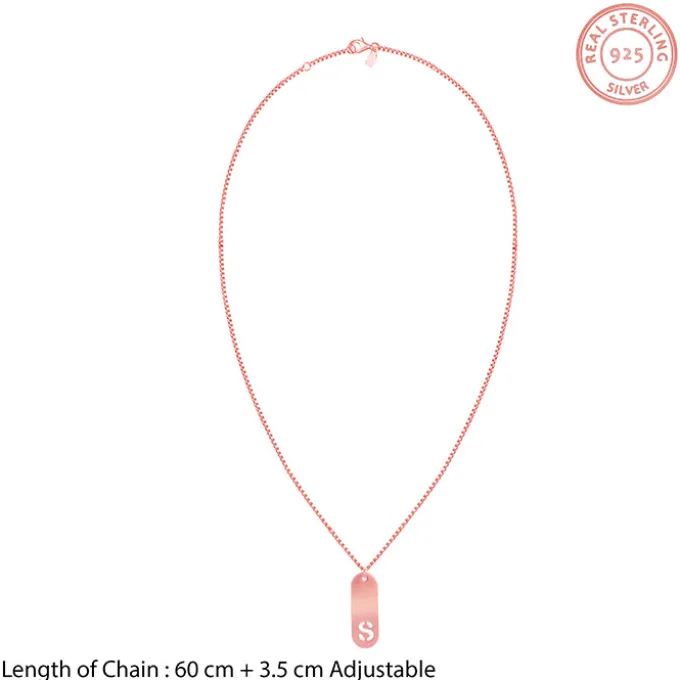 Rose Gold Personalised Alpha Tag Initial Pendant For Him