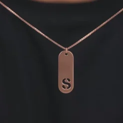 Rose Gold Personalised Alpha Tag Initial Pendant For Him