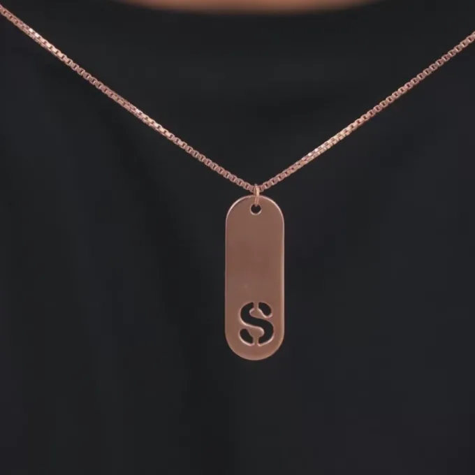 Rose Gold Personalised Alpha Tag Initial Pendant For Him