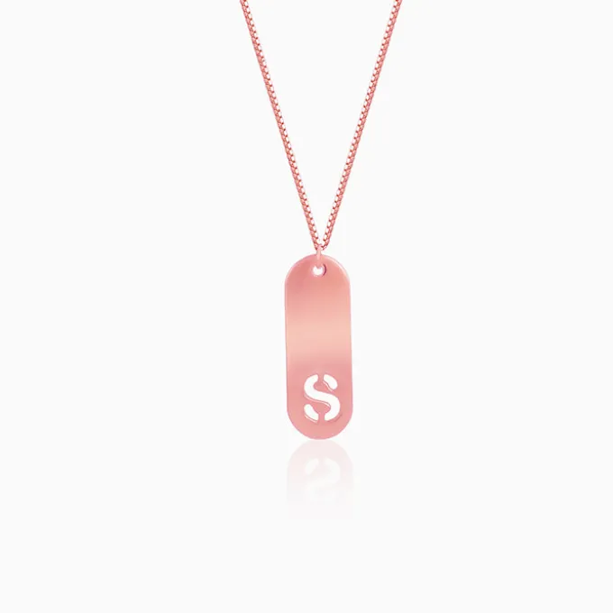 Rose Gold Personalised Alpha Tag Initial Pendant For Him