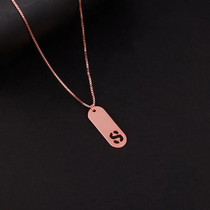 Rose Gold Personalised Alpha Tag Initial Pendant For Him