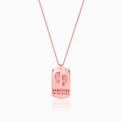 Rose Gold Personalised Baby Foot Print Pendant For Him