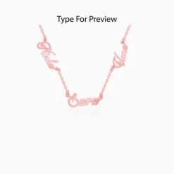 Rose Gold Personalised Bestie Trio Name Necklace