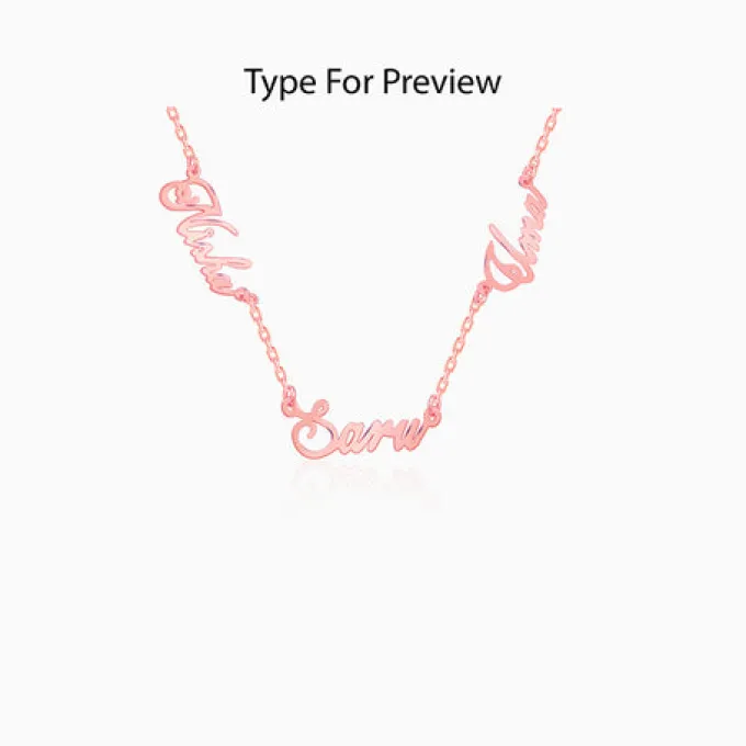 Rose Gold Personalised Bestie Trio Name Necklace